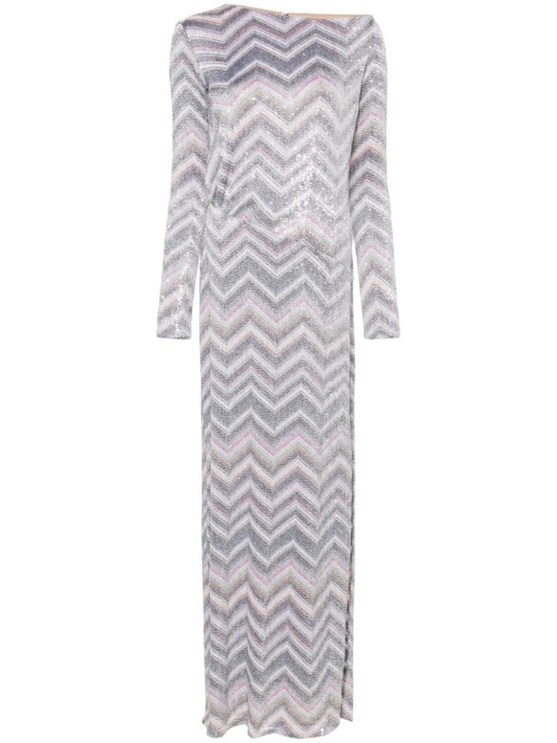 

Missoni платье макси с пайетками и узором зигзаг, синий