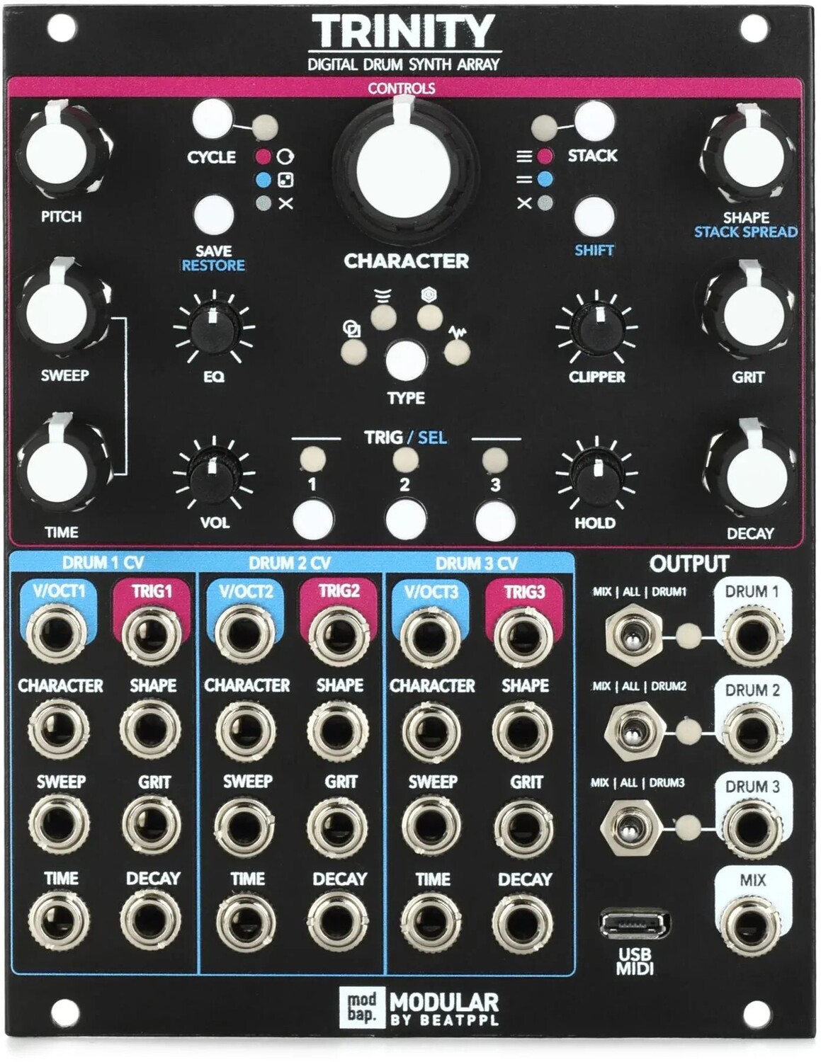 

Modbap Модульный 3-канальный цифровой массив синтезаторов барабанов Trinity Eurorack Module