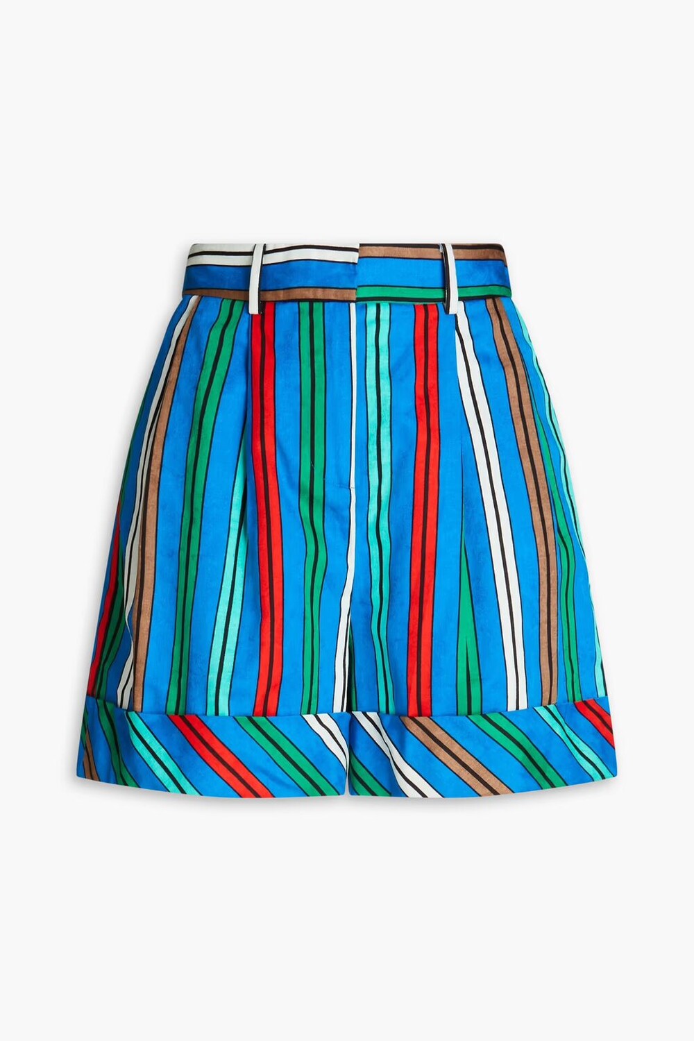 

Полосатые шорты из хлопка и льна Diane Von Furstenberg, синий кобальт