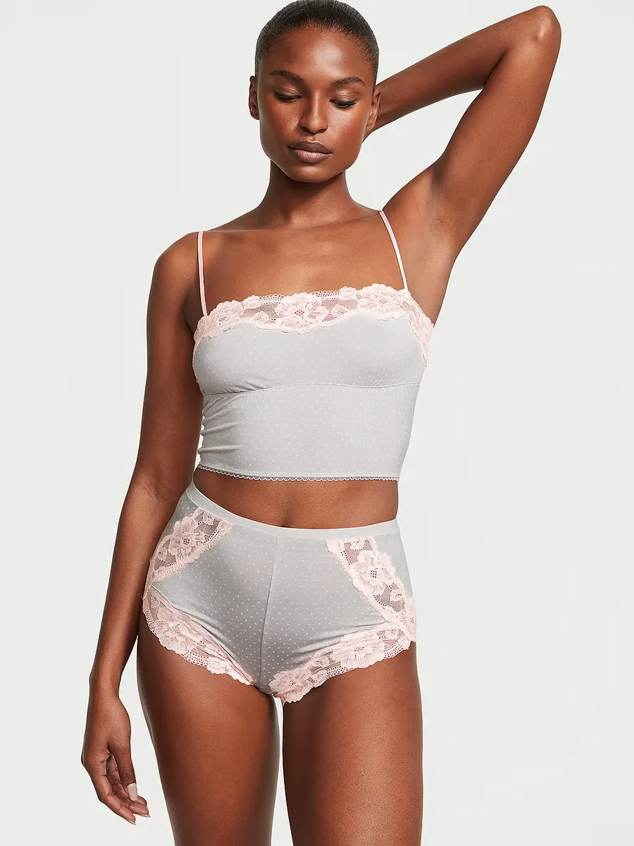 

Комплект майки с прямым вырезом из модала и кружевной отделкой Victoria'S Secret, серебреяный