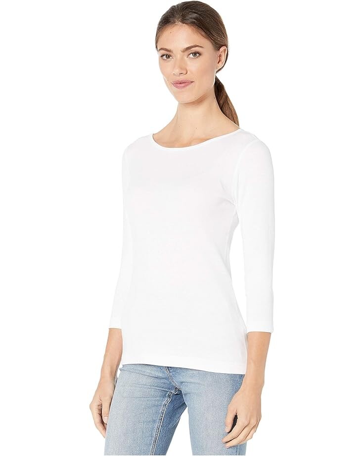 

Футболка Lilla P 1X1 Rib 3/4 Sleeve Boat Neck Tee, белый