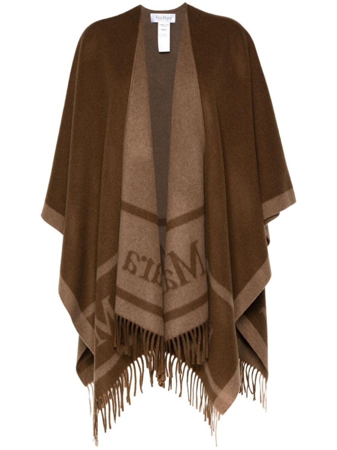 

Max Mara накидка из шерсти с логотипом и жаккардом, коричневый