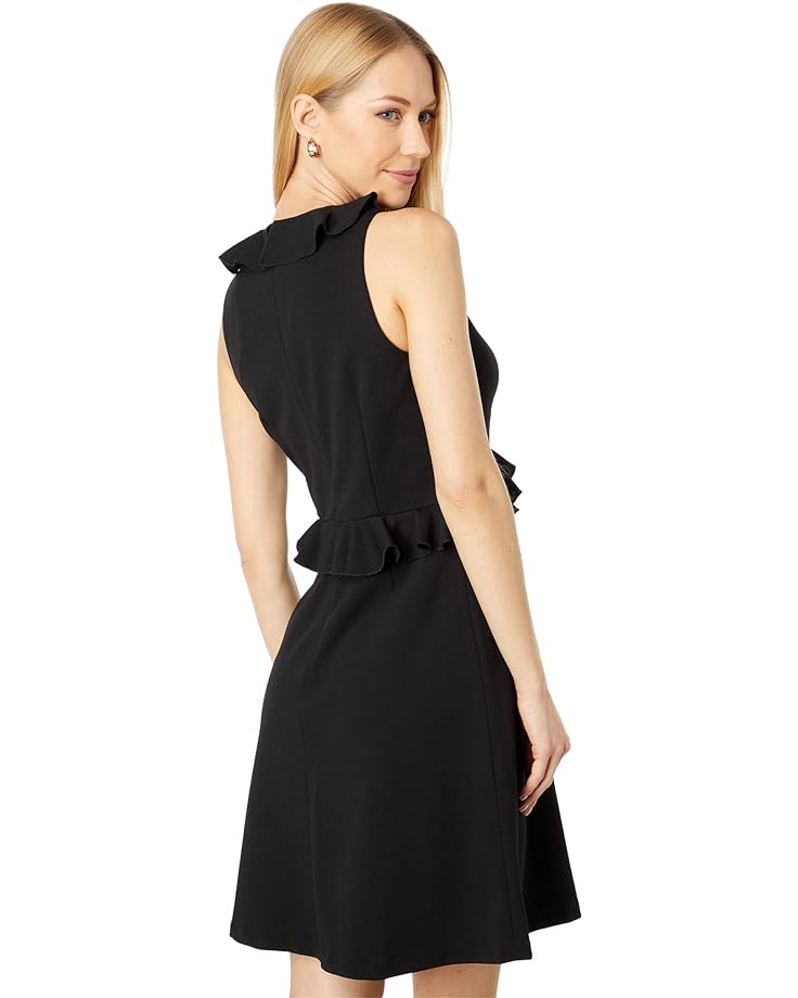 Платье Tommy Hilfiger Sleeveless Scuba Crepe Ruffle Detail Peplum Dress, черный