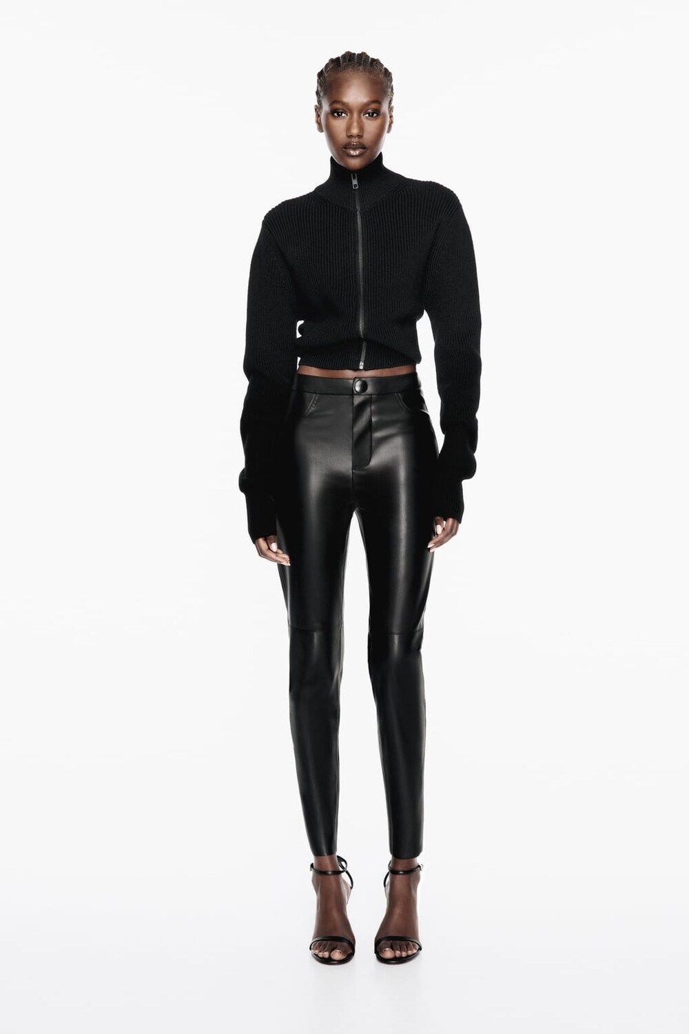 

Кардиган из смесовой шерсти на молнии ZARA, черный