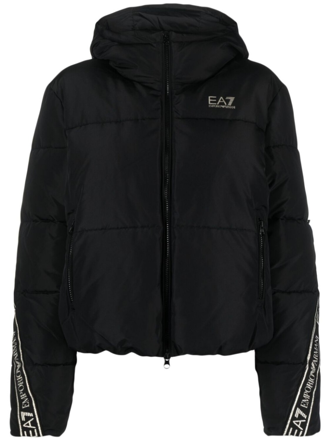 

Ea7 Emporio Armani пуховик с капюшоном и логотипом, черный