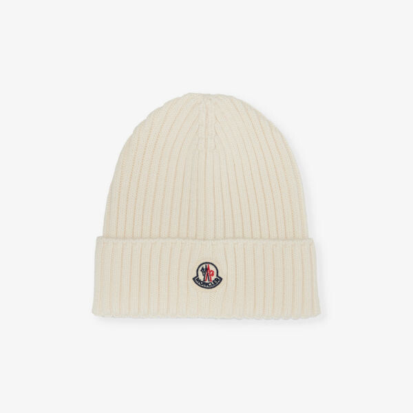 

Шапка-Бини Brand-Patch из шерстяной пряжи в рубчик 4-10 лет Moncler, белый