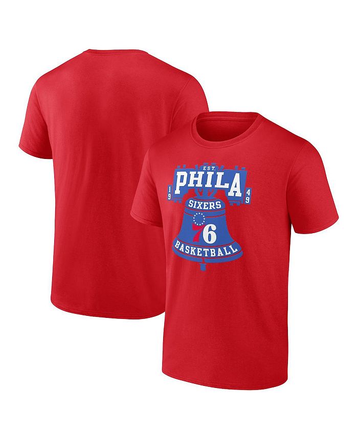 

Мужская красная фирменная футболка Philadelphia 76Ers Hometown Collection Phila Liberty Bell Fanatics, красный