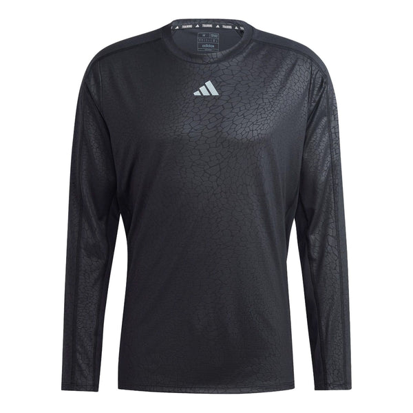 Футболка Adidas Workout PU Print Long-Sleeve Top 'Black', черный
