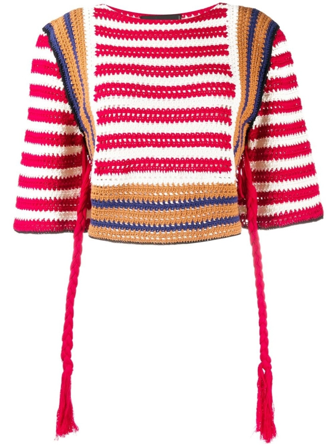 

Dsquared2 полосатый джемпер в технике кроше, красный