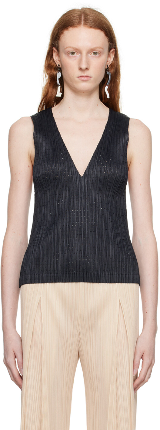 

Черный плавучий жилет Pleats Please Issey Miyake