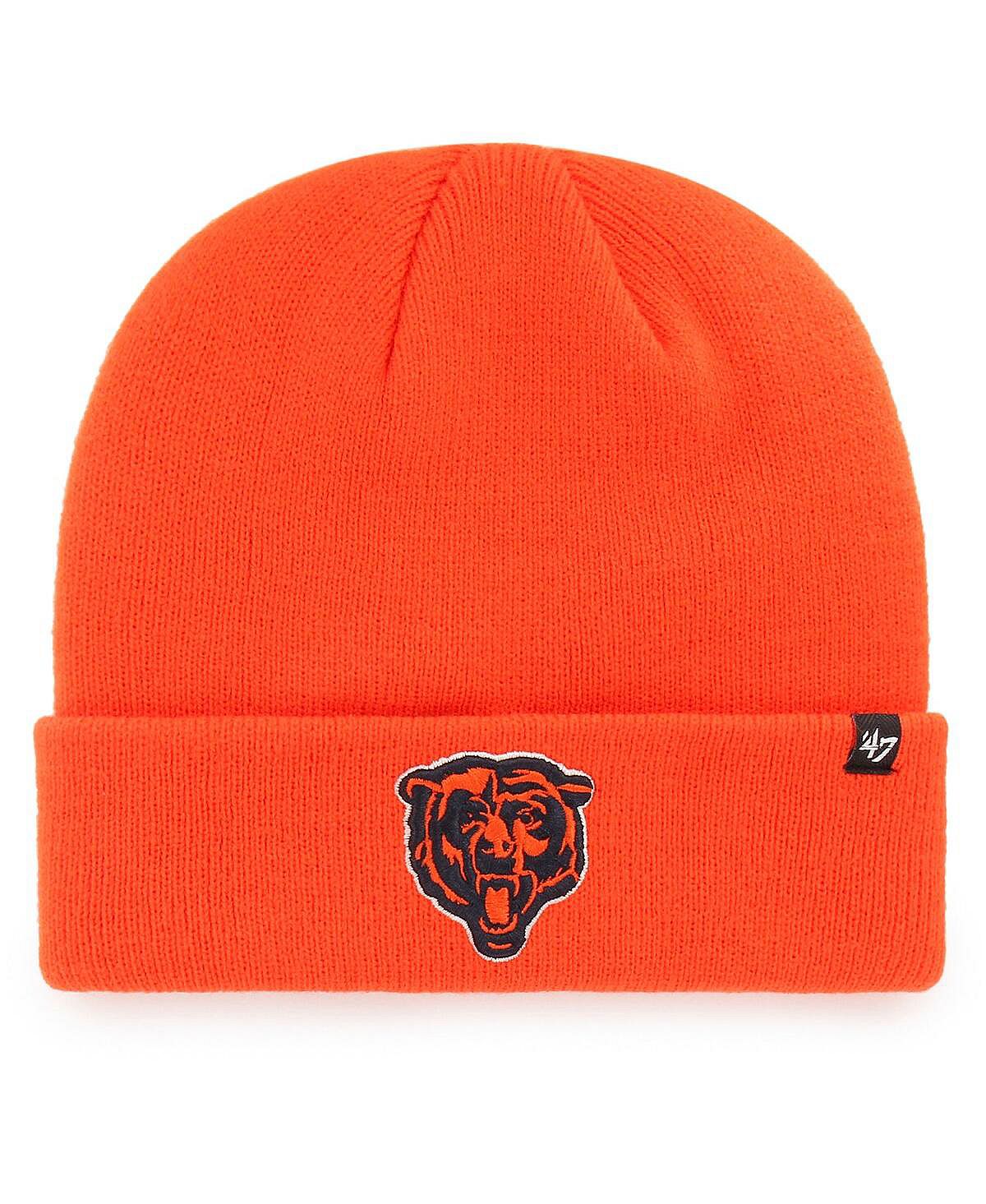 Мужская оранжевая вязаная шапка с манжетами и манжетами с логотипом '47 Orange Chicago Bears Secondary Basic '47 Brand мужская серая вязаная шапка chicago bears highline с манжетами 47 brand