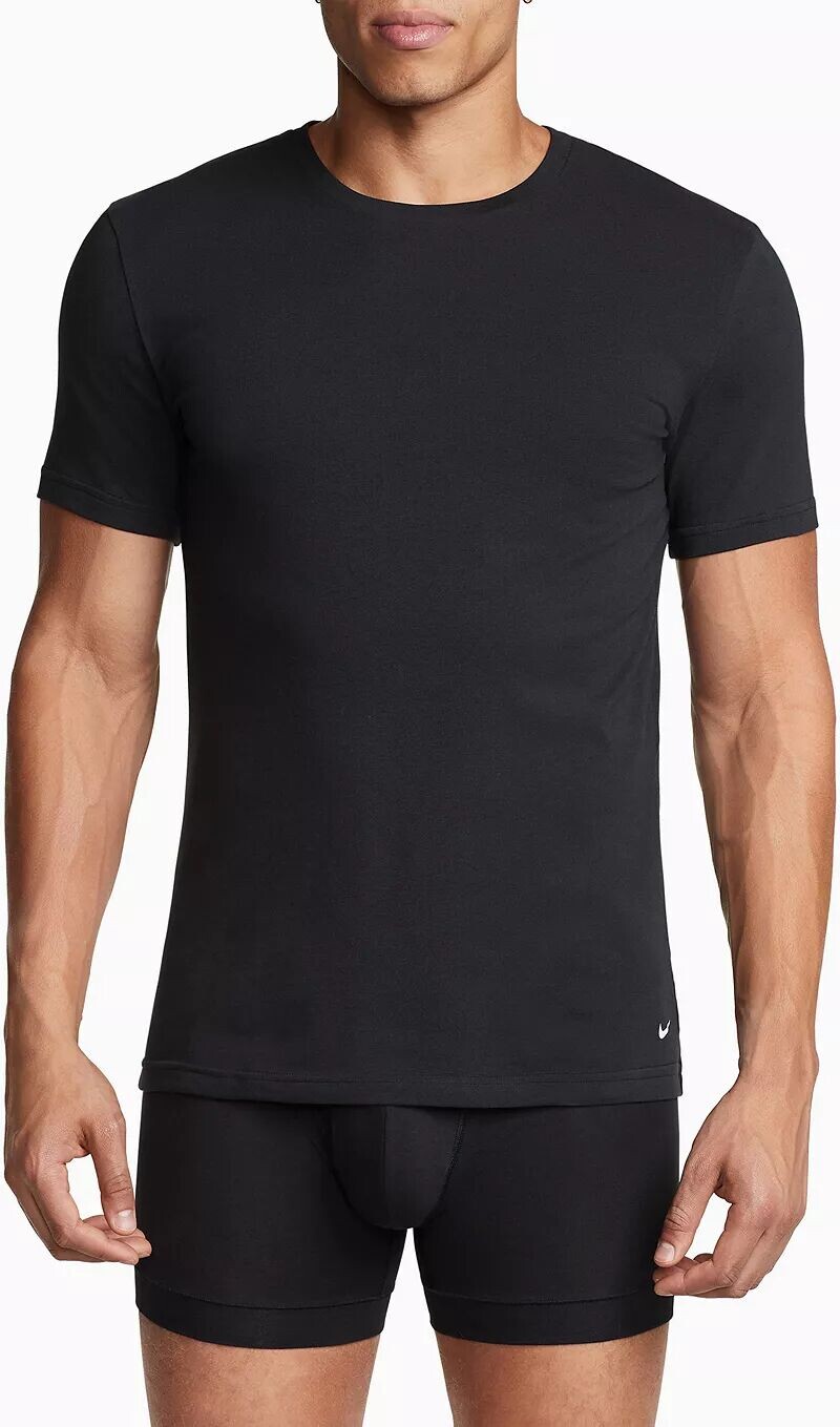 

Мужская хлопковая эластичная майка с круглым вырезом Nike Dri-FIT Essential — комплект из 2 шт., черный