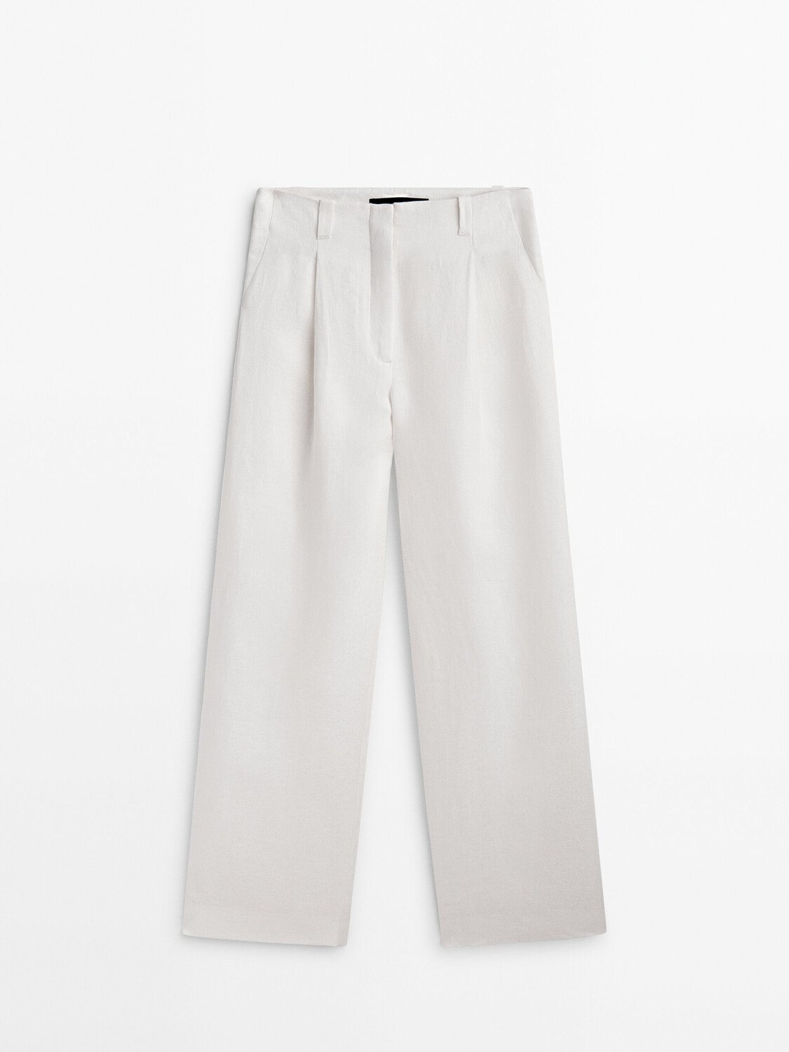 

Льняные брюки с стротами Massimo Dutti, белый