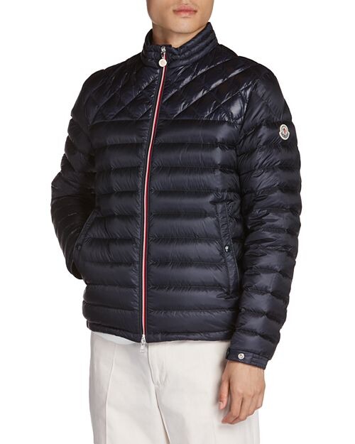 

Нейлоновый стеганый пуховик Benamou на молнии на всю длину Moncler, цвет Blue