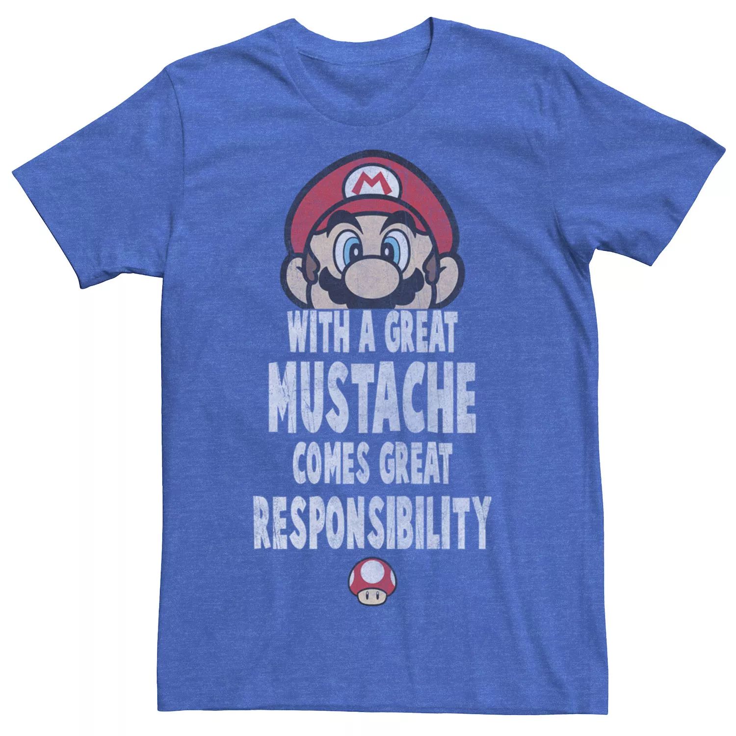 Мужская футболка Super Mario с большими усами — отличная ответственная футболка Licensed Character