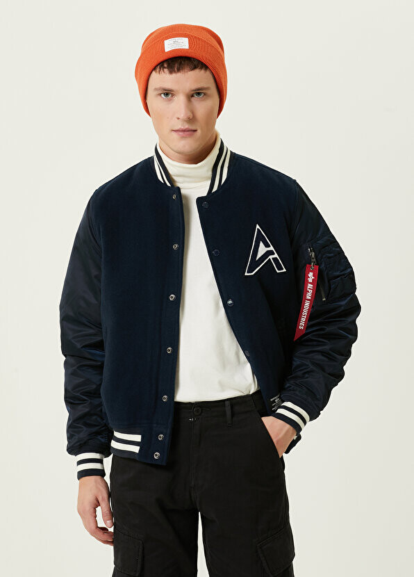 

Темно-синий шерстяной бомбер Alpha Industries