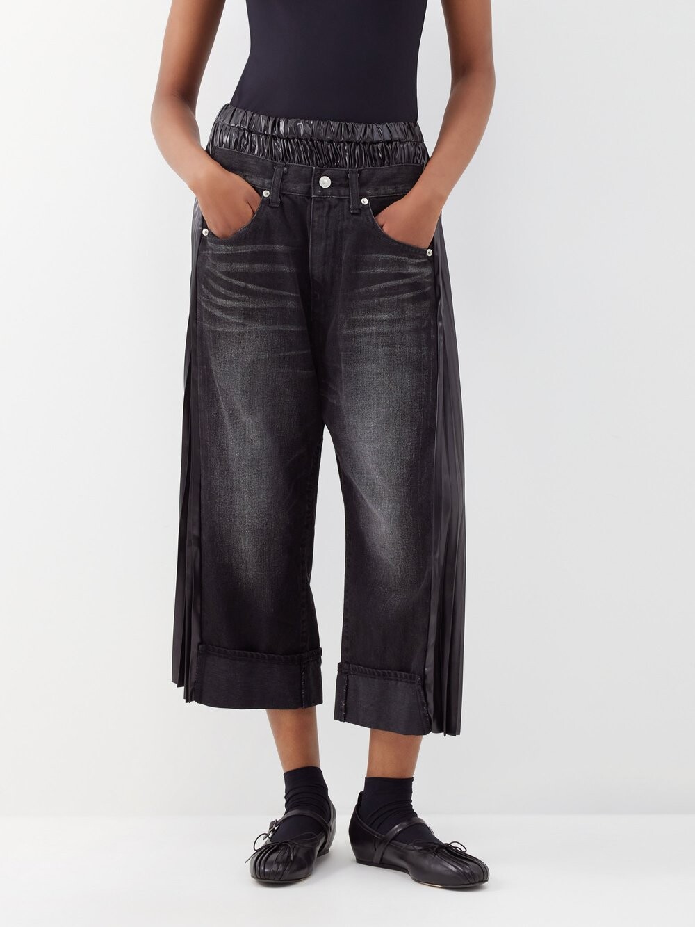 

Потертые джинсы с юбкой и вставками из коллаборации с levi's Junya Watanabe, черный