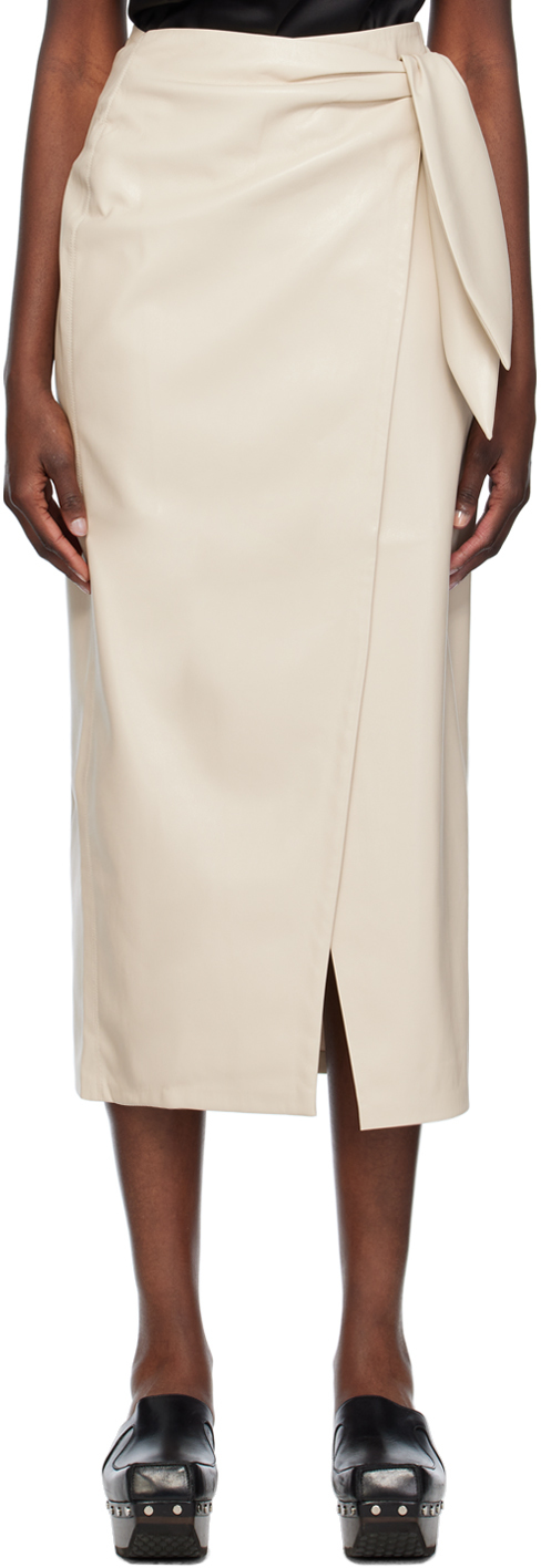 Бежевая юбка-миди из веганской кожи Carola Nanushka женская юбка 2022 модная бежевая комбинированная юбка
