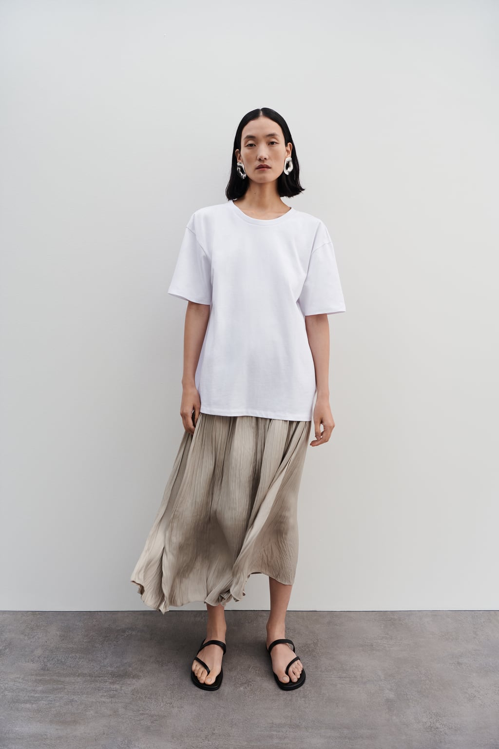 

Поплиновая футболка ZARA, белый