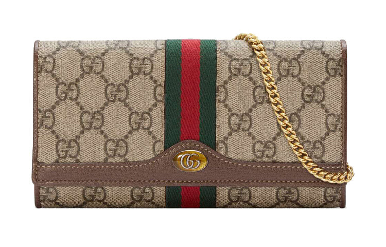 

Бумажник Gucci Ophidia GG с цепочкой, бежевый/коричневый