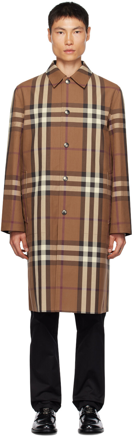 

Burberry Коричневое пальто в клетку, Коричневый