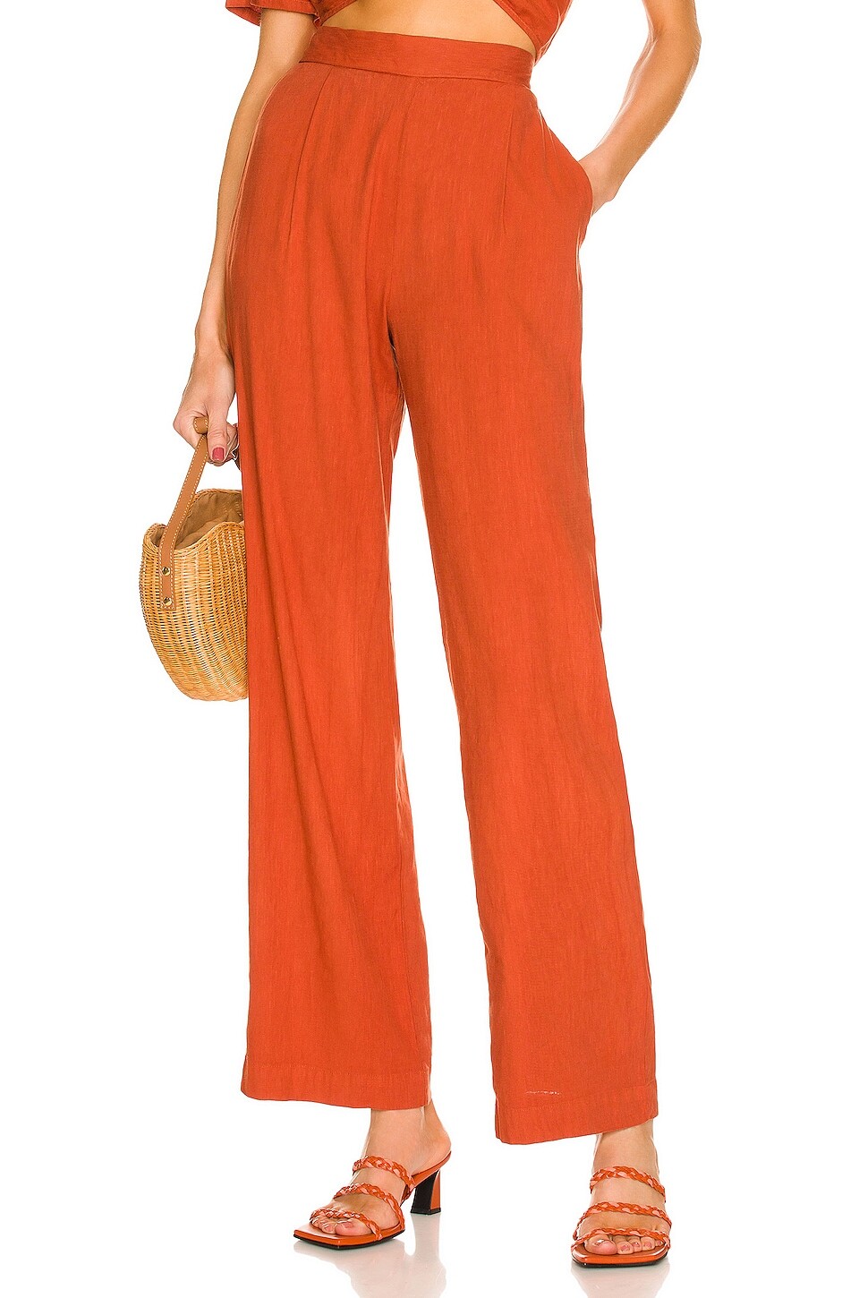 

Брюки MONROW Linen Pleat, цвет Faded Rust