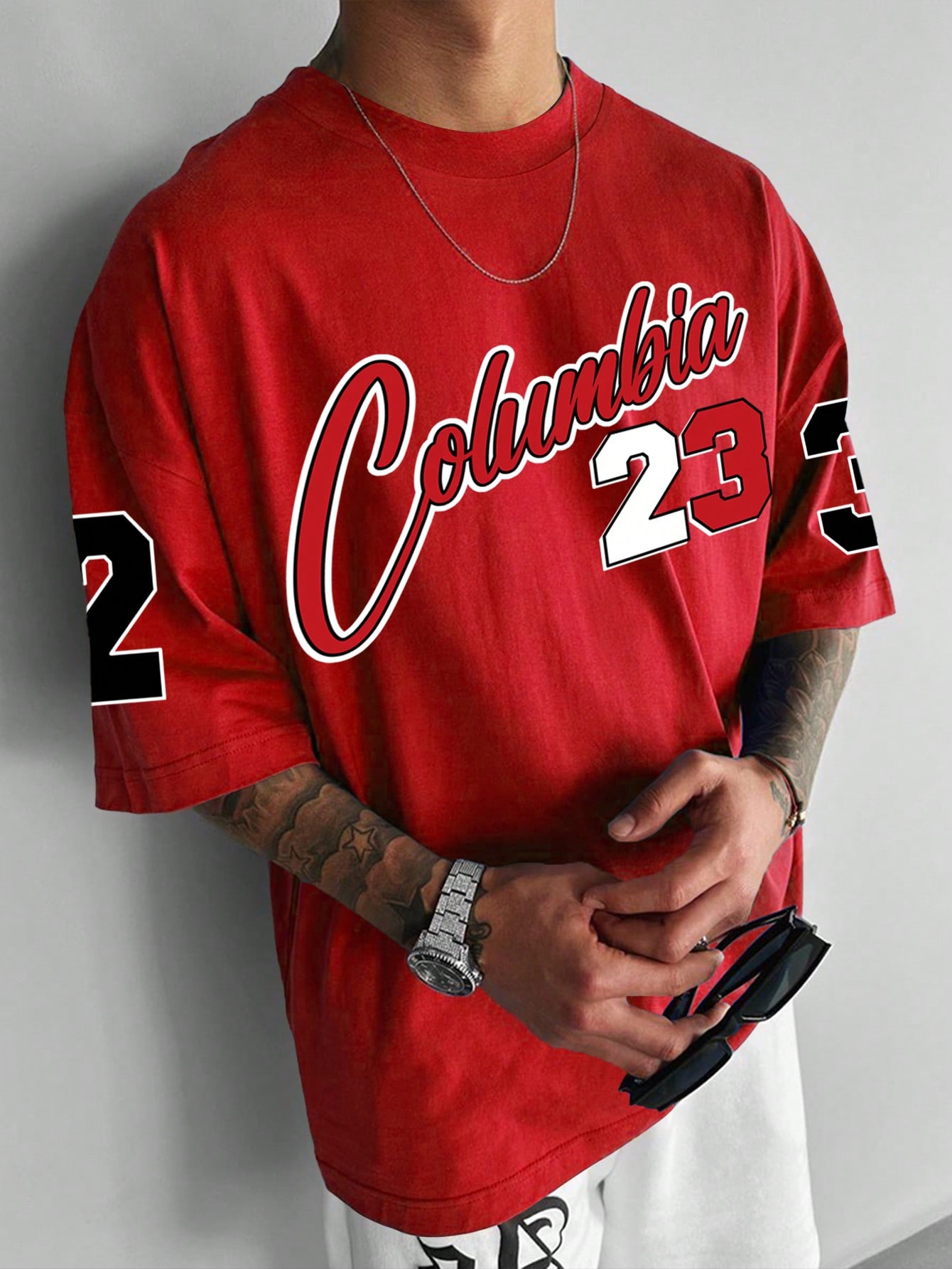 Мужская футболка большого размера с заниженными плечами и короткими рукавами Manfinity Sporsity с буквенным принтом, красный