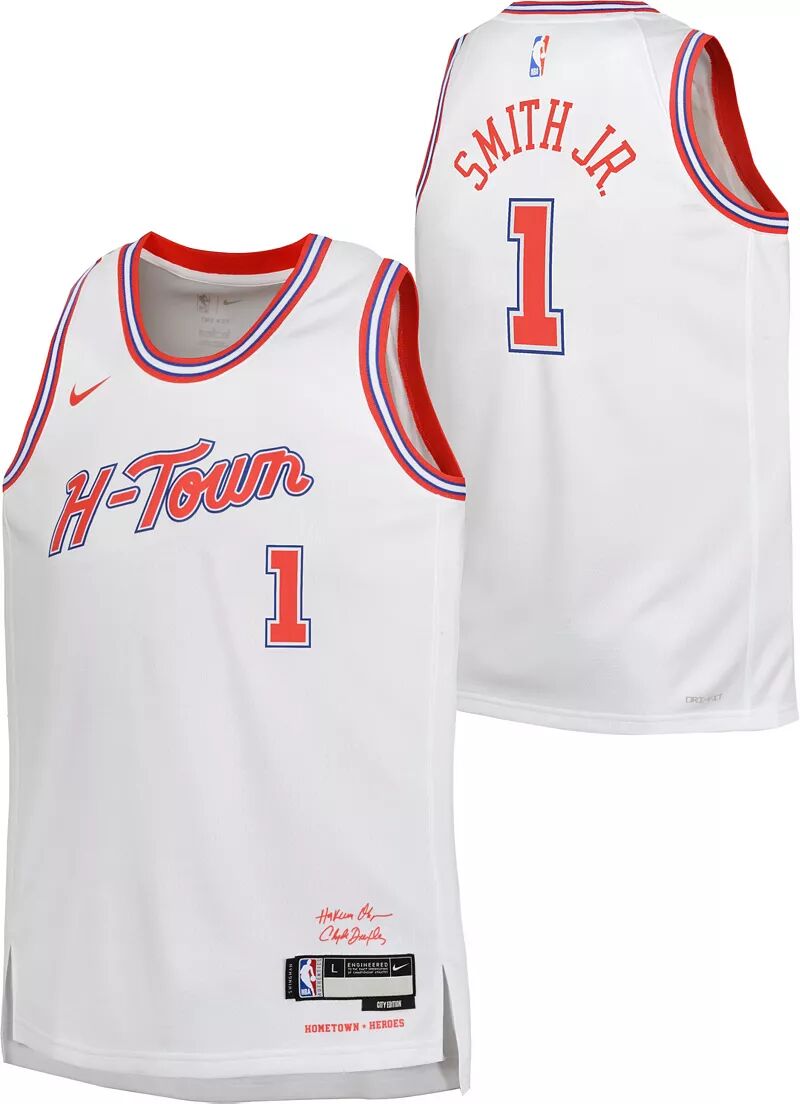 

Белая майка Nike Youth 2023-24 City Edition Houston Rockets Jabari Smith Jr. #1 Swingman