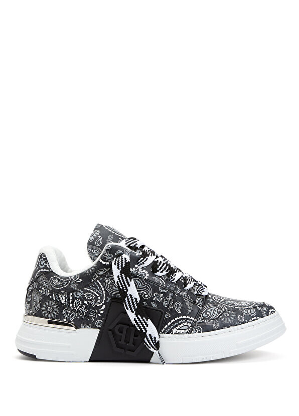 

Черные мужские кожаные кроссовки с узором пейсли Philipp Plein