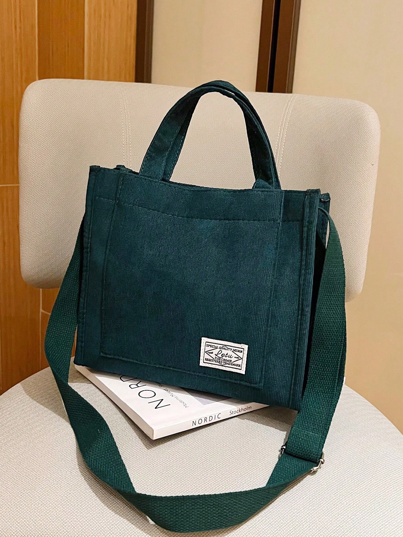 1 шт. однотонная розовая классическая и модная универсальная сумка, зеленый
