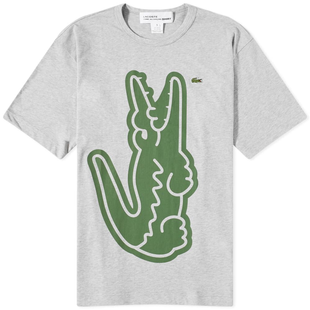 

Comme des Garçons SHIRT x Lacoste Футболка с вертикальной крокодиловой тканью