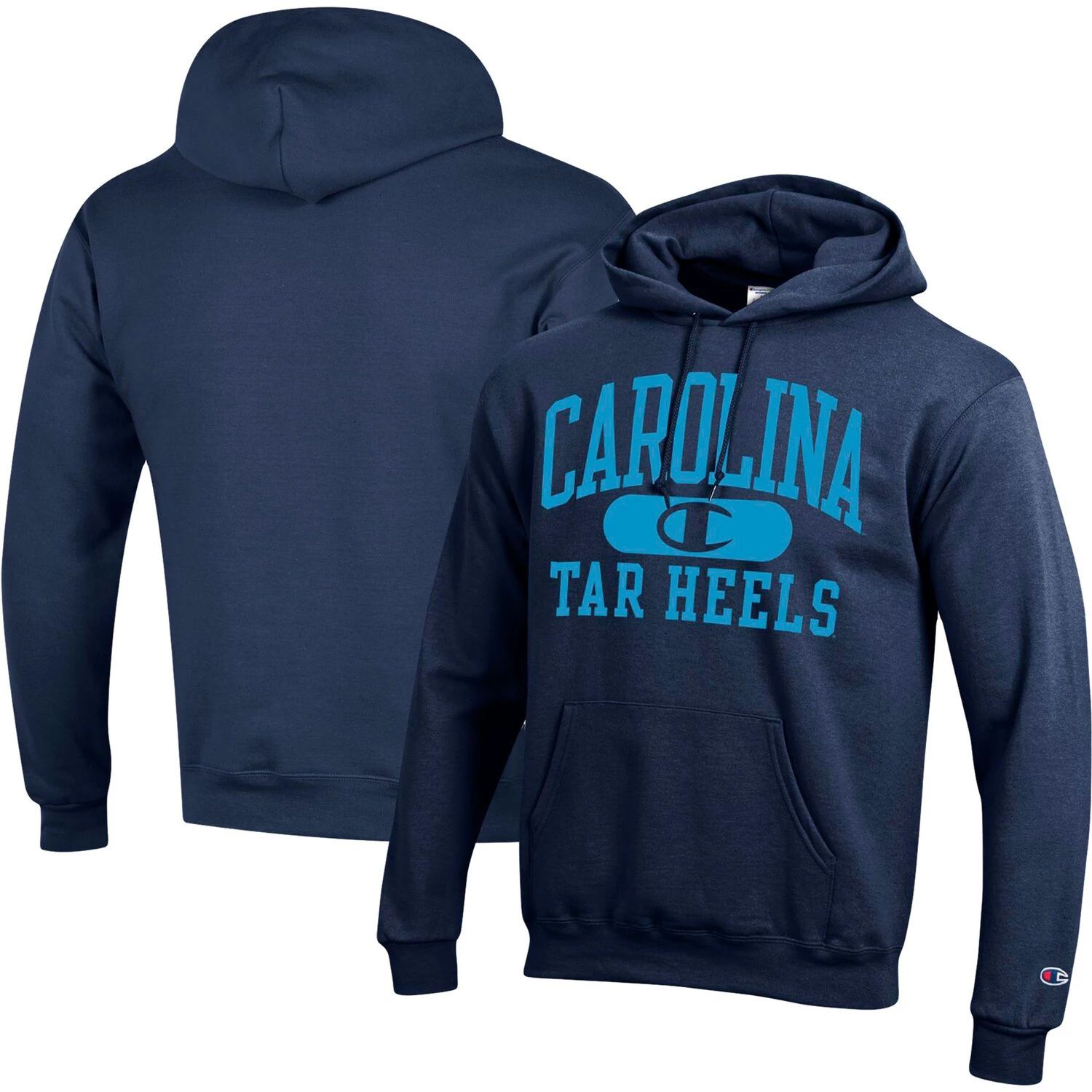 Мужской пуловер с капюшоном темно-синего цвета North Carolina Tar Heels Arch Pill Champion
