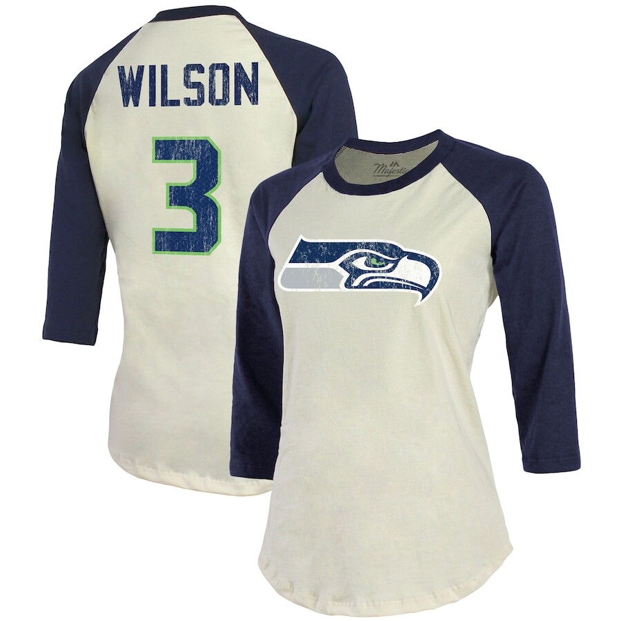 

Футболка с именем и номером Majestic Threads Seattle Seahawks, кремовый