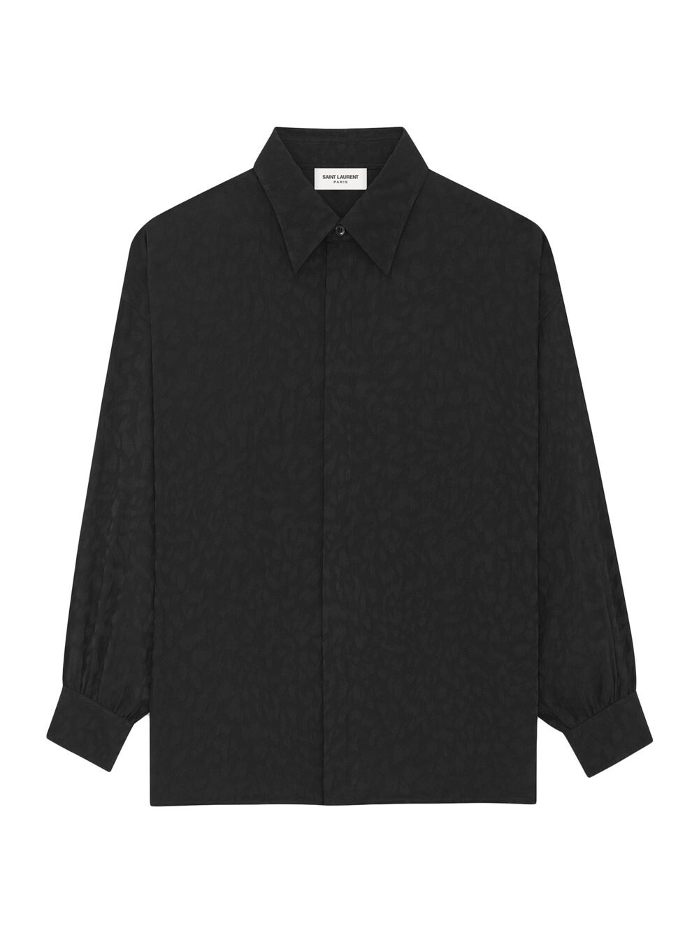 

Рубашка из матового и блестящего шелка Saint Laurent, черный
