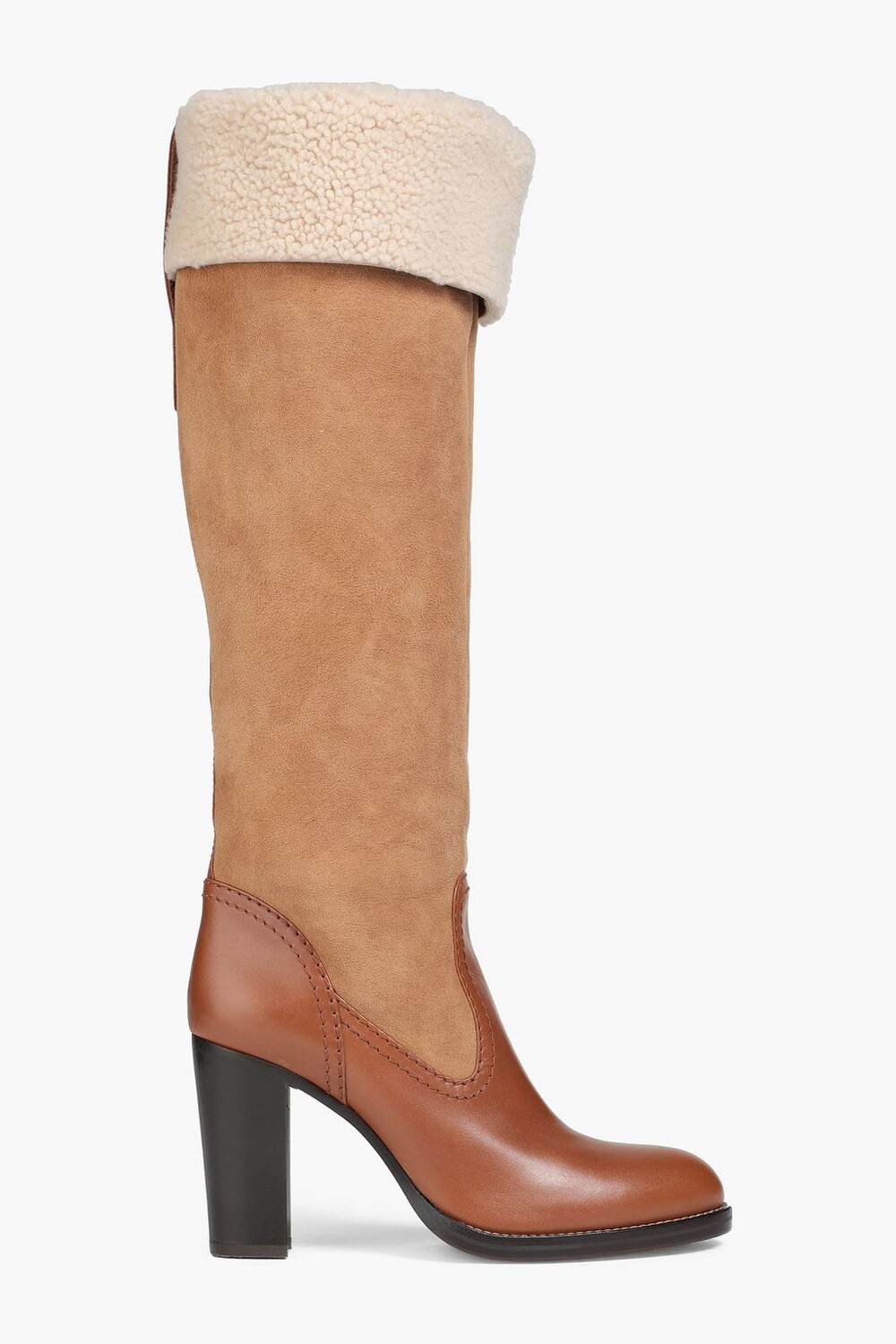 

Сапоги Elya из кожи и овчины CHLOÉ, песочный, Бежевый