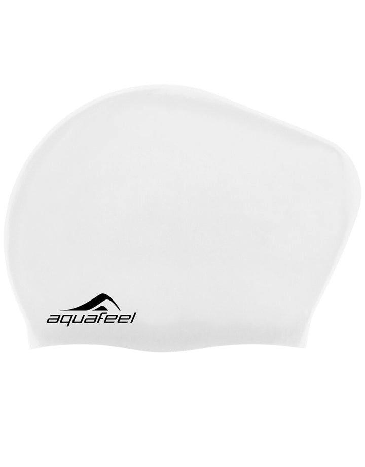 Силиконовая шапочка для плавания с длинными волосами Aquafeel, белый очень большая шапочка для плавания для девочек с длинными волосами водонепроницаемая силиконовая шапочка для плавания очень большая шапо