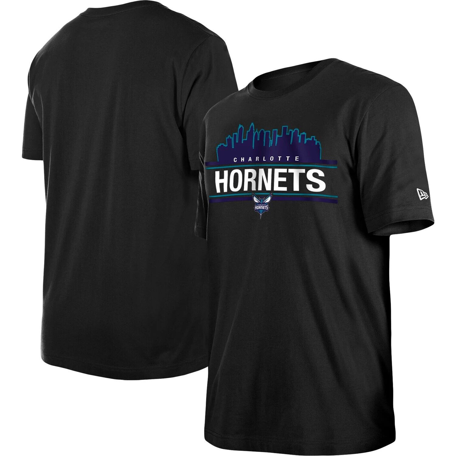 

Мужская черная футболка с локализованной надписью New Era Charlotte Hornets, Черный