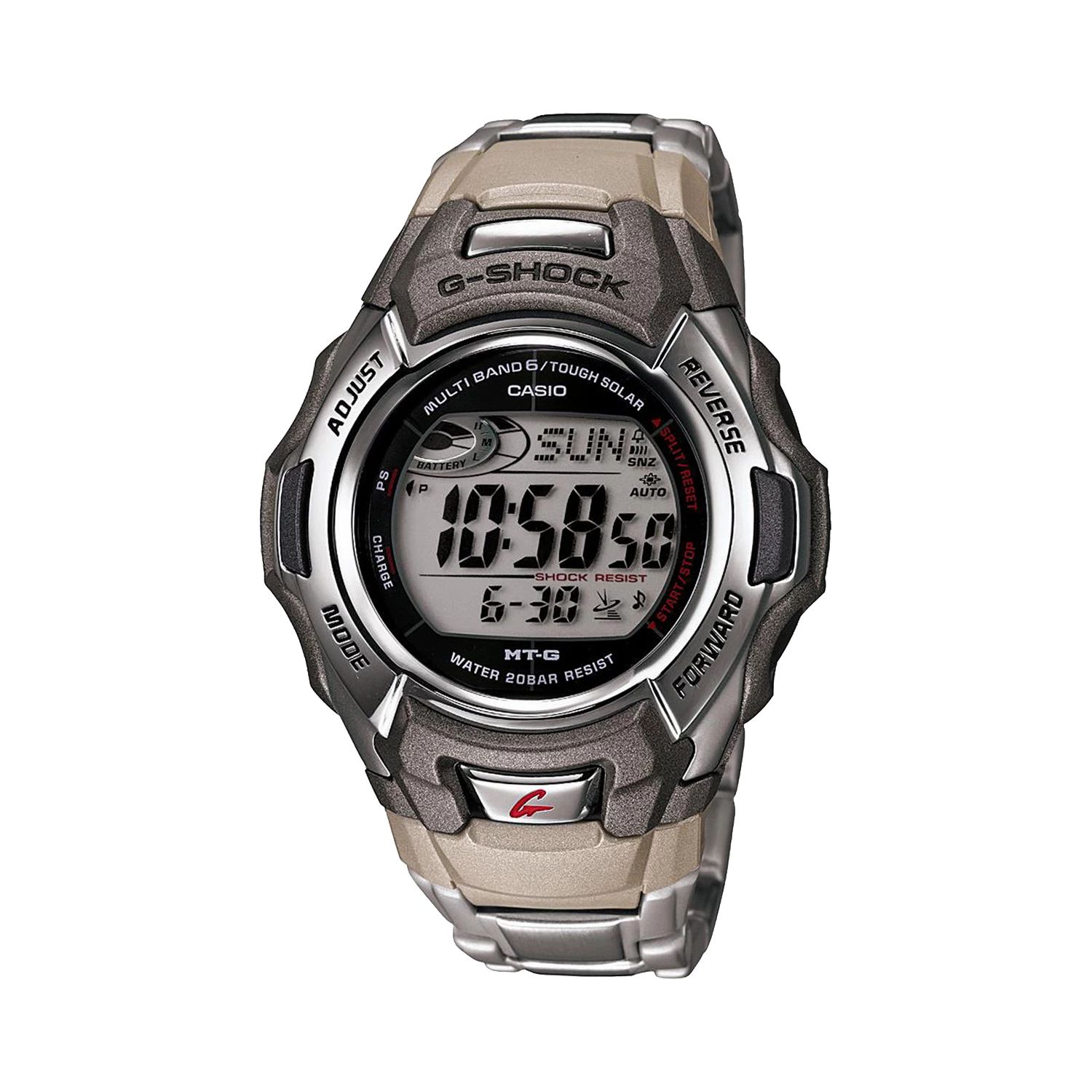 Мужские часы Casio G-Shock Tough Solar Atomic с цифровым хронографом из нержавеющей стали — MTGM900DA-8 Relic by Fossil цена и фото