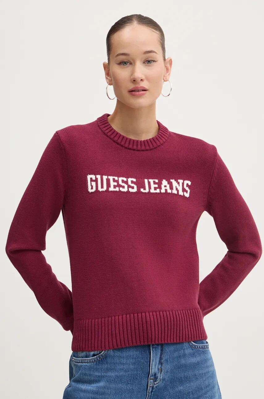 

Хлопковый свитер Guess Jeans, гранатовый