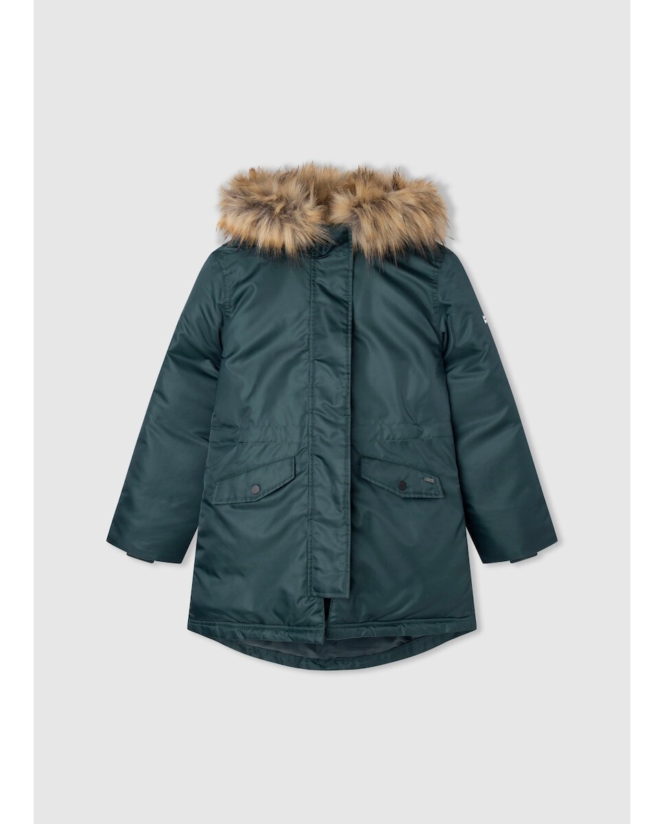 

Парка для девочки со съемным капюшоном из искусственного меха Pepe Jeans, темно-зеленый
