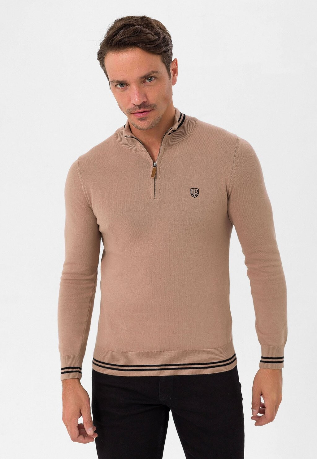 

Свитер Arm Patch Half-Zip Felix Hardy, бежевый