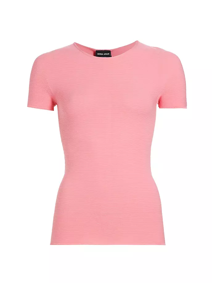 

Трикотажный топ из джерси с короткими рукавами Giorgio Armani, цвет blush pink