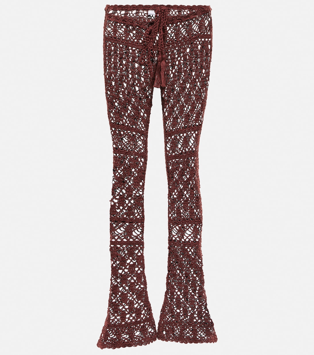 Хлопковые брюки крючком со средней посадкой ANNA KOSTUROVA, коричневый finn flare хлопковые мужские брюки со средней посадкой