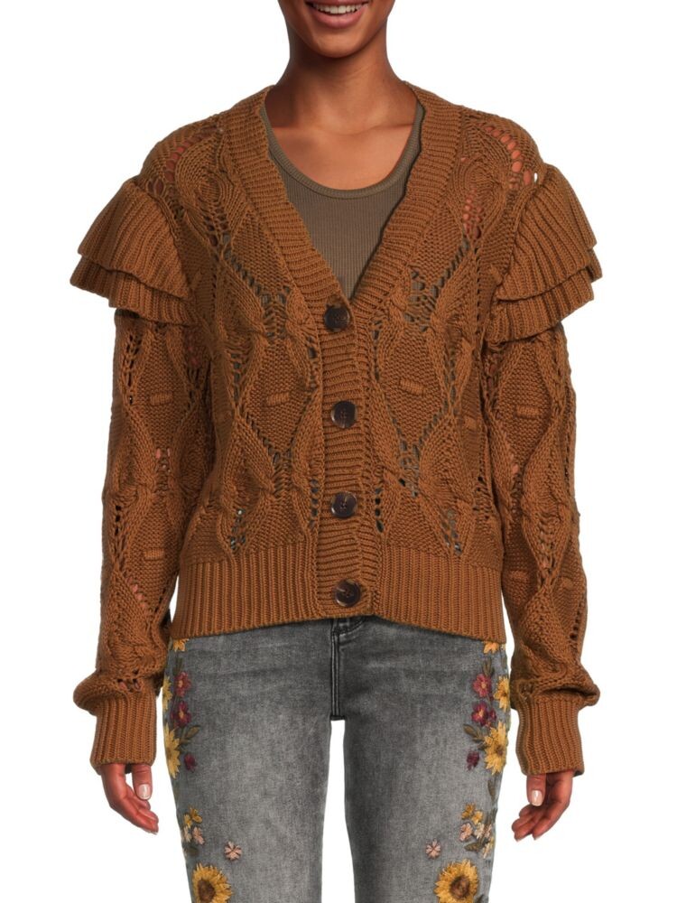 

Вязаный кардиган с оборками Molly Driftwood, цвет Rust Brown