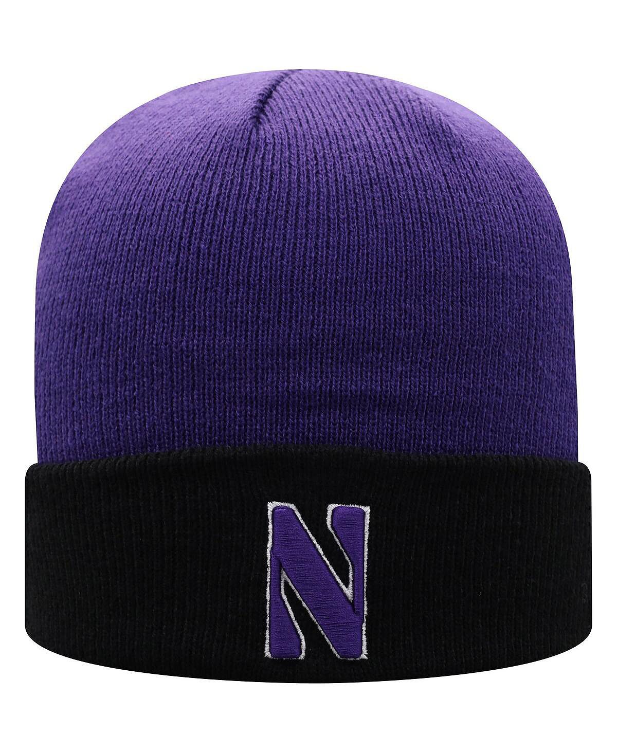 Мужская фиолетово-черная двухцветная вязаная шапка Northwestern Wildcats Core с манжетами Top of the World