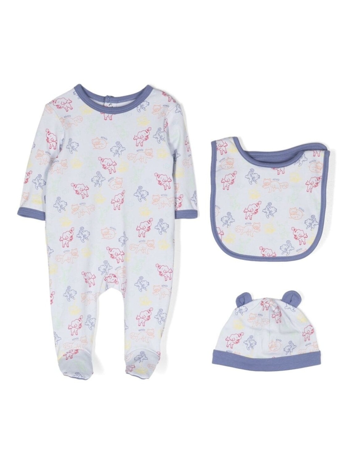 

Kenzo Kids "комплект из пижамы, нагрудника и шапки с логотипом", синий