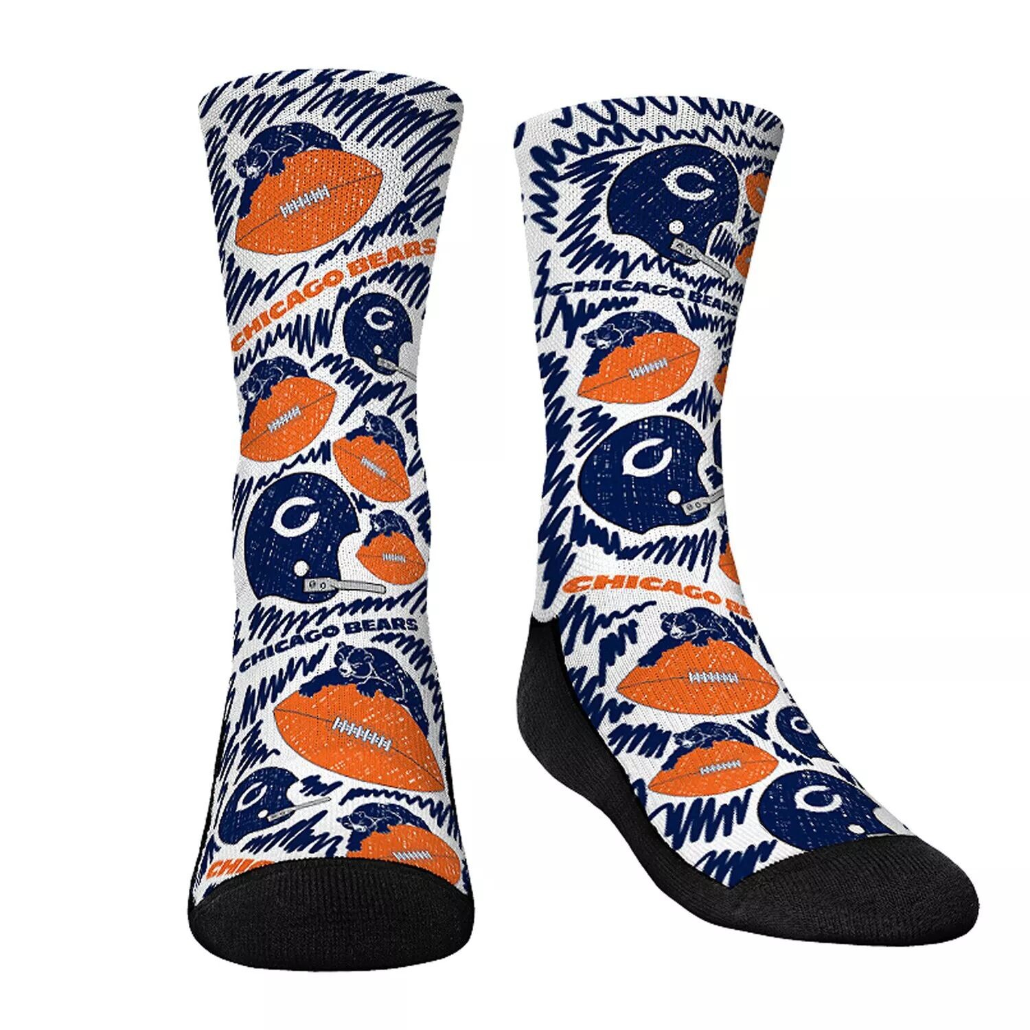 

Молодежные носки Rock Em Носки Chicago Bears Throwback Logo Sketch Crew Socks Unbranded