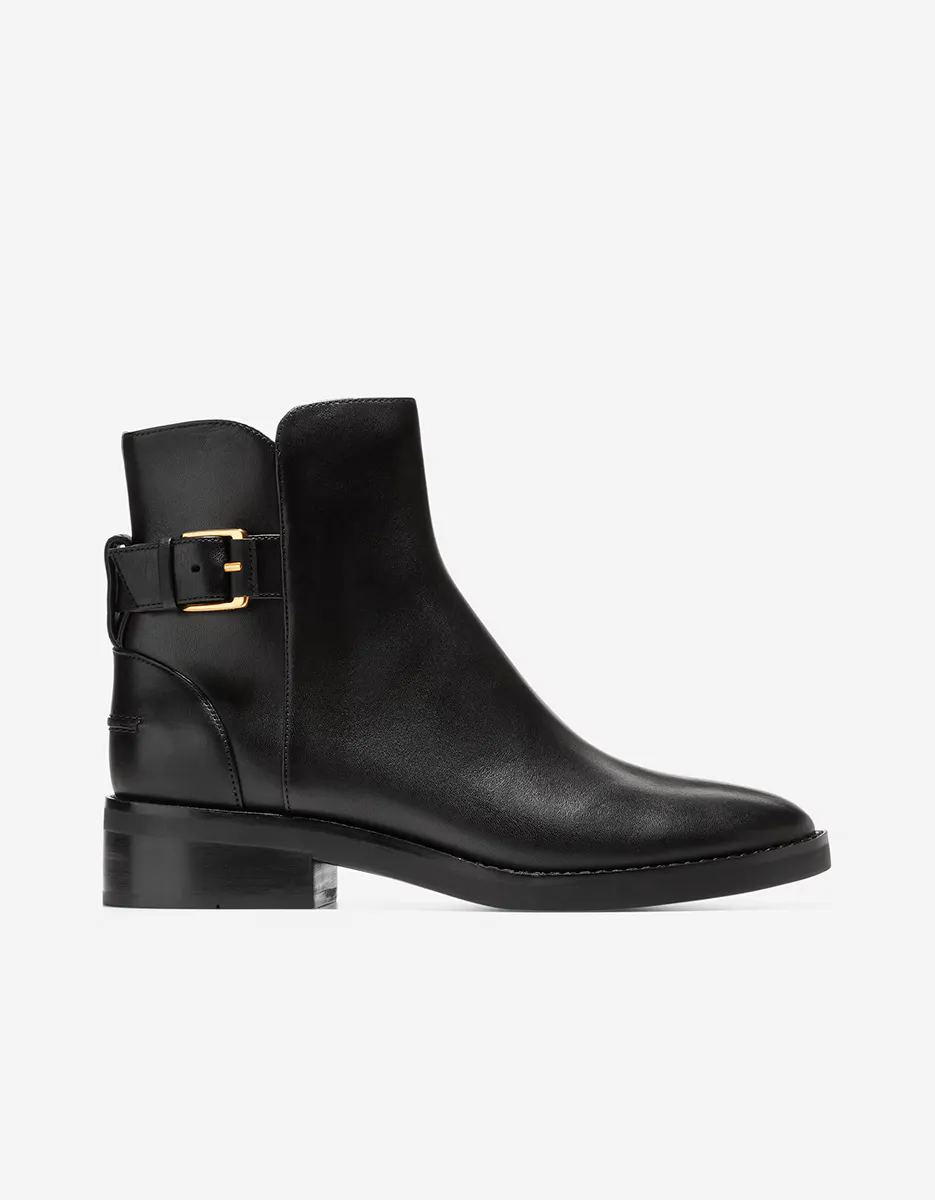 

Женские кожаные ботильоны с застежкой-молнией и пряжкой Cole Haan, черный