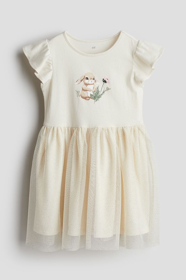 

Платье из джерси с тюлевой юбкой H&M, бежевый