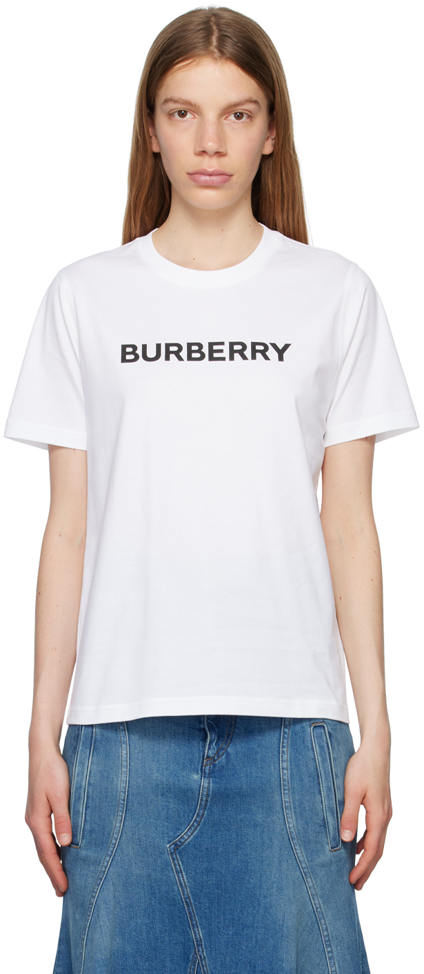 

Белая футболка с принтом Burberry, цвет White